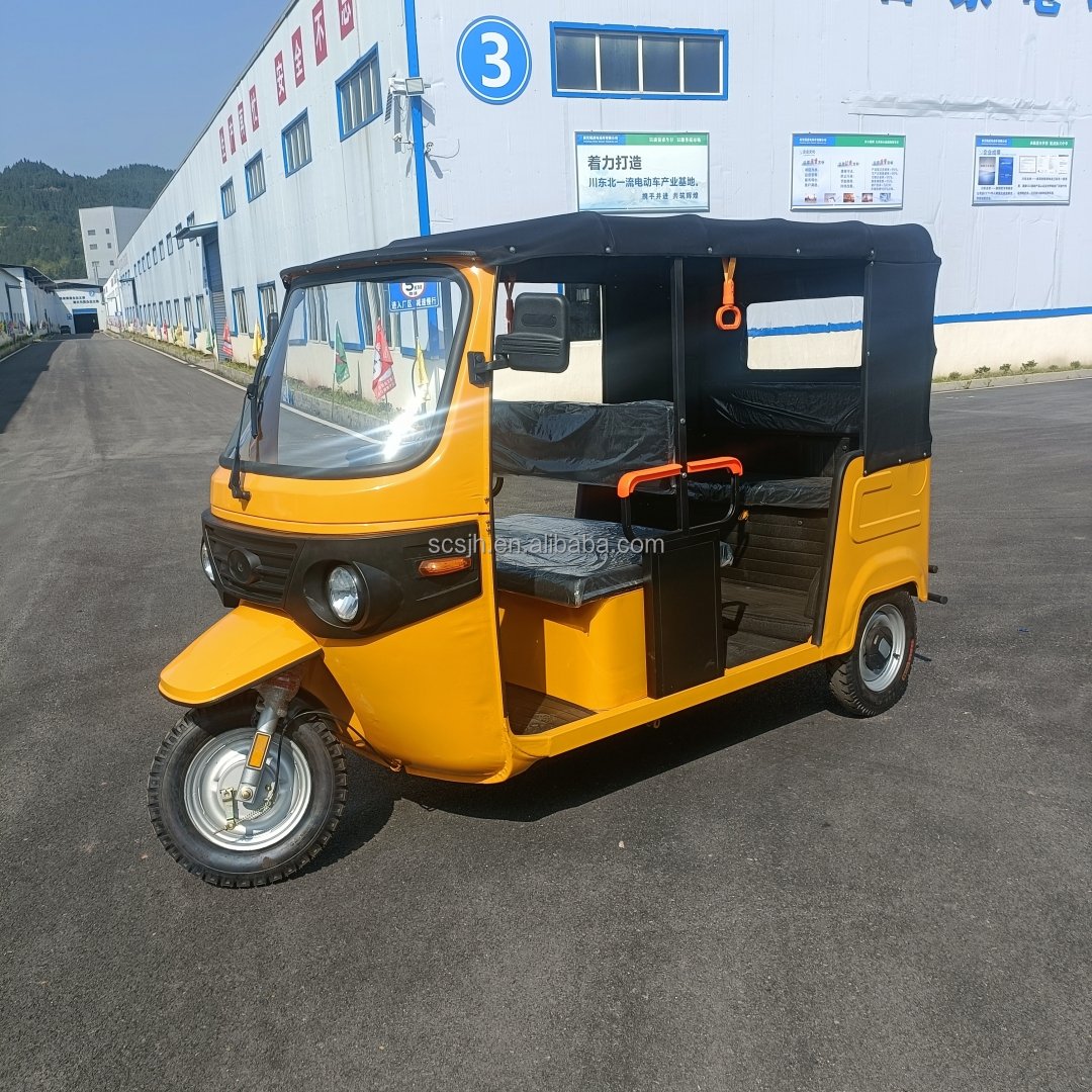 Tuk Tuktricyclecle Taxi Electric Tricycle Iron Open 2000W Motor Frame Steel High Quality 2000W 60-72V Passenger Yellow 36 Tubes