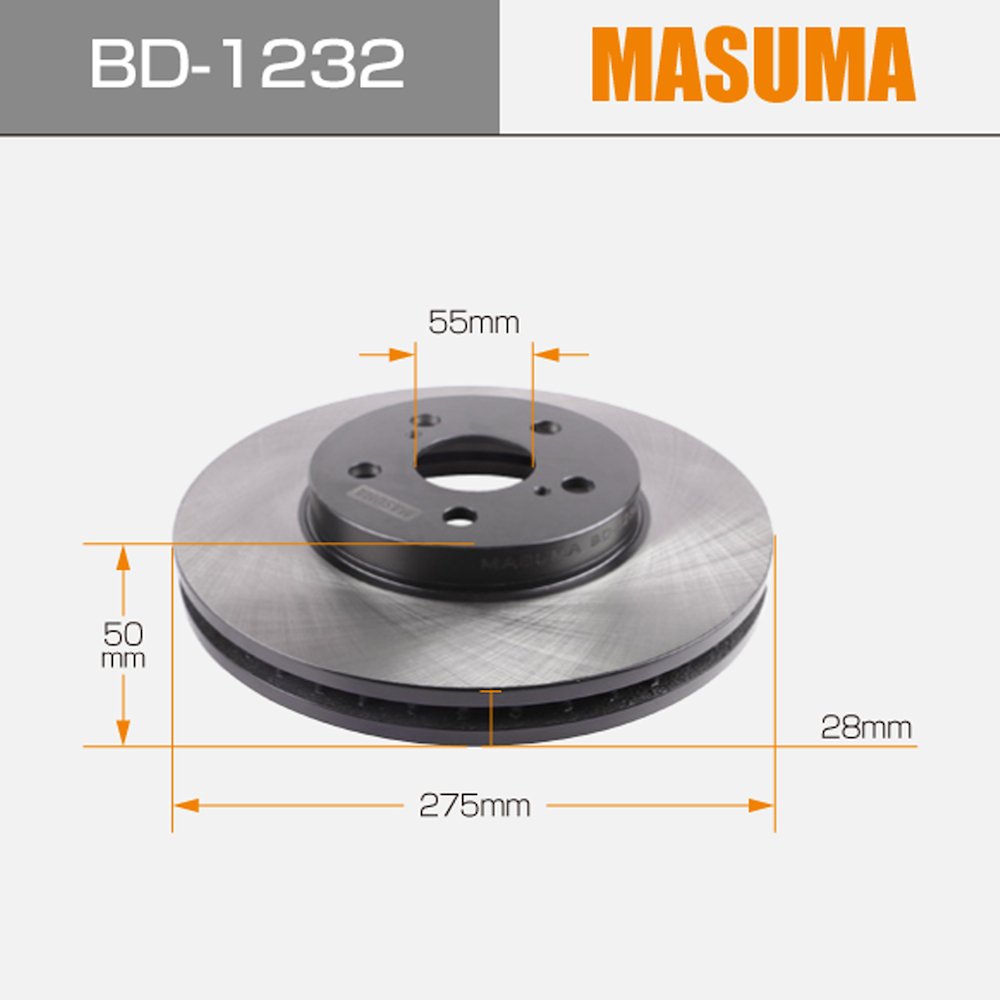 BD-1232 MASUMA Car Repair Brake Disc 43512-68010 43512-68011 for TOYOTA WISH ANE10G