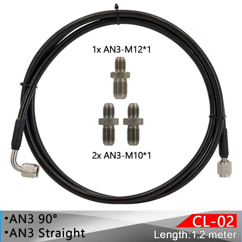 Master to Slave Cylinder Complete Stainless Clutch Line for 06-15 Honda Civic Si with Fitting M10 2pcs and M12 1pcs