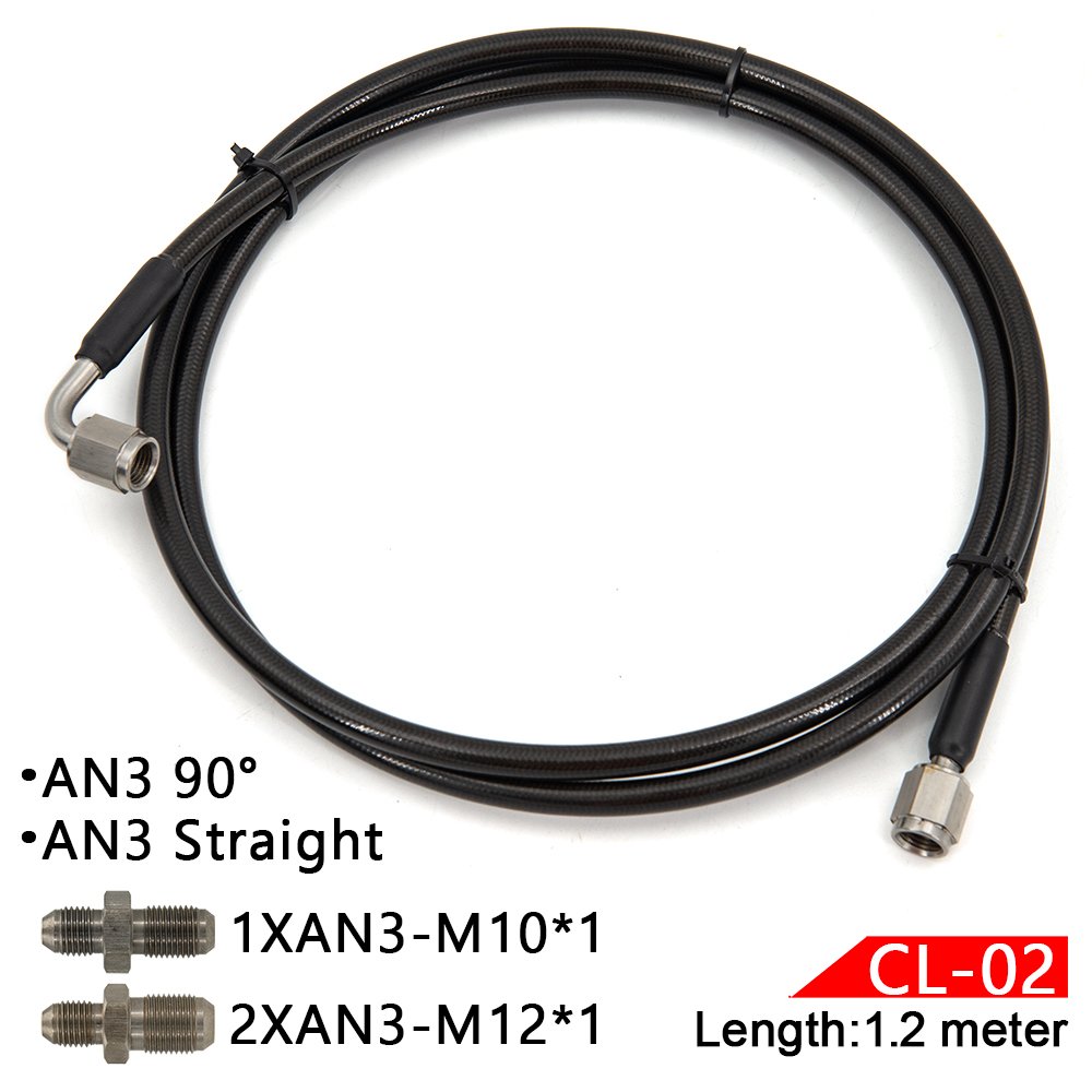 Master to Slave Cylinder Complete Stainless Clutch Line for 06-15 Honda Civic Si with Fitting M10 2pcs and M12 1pcs