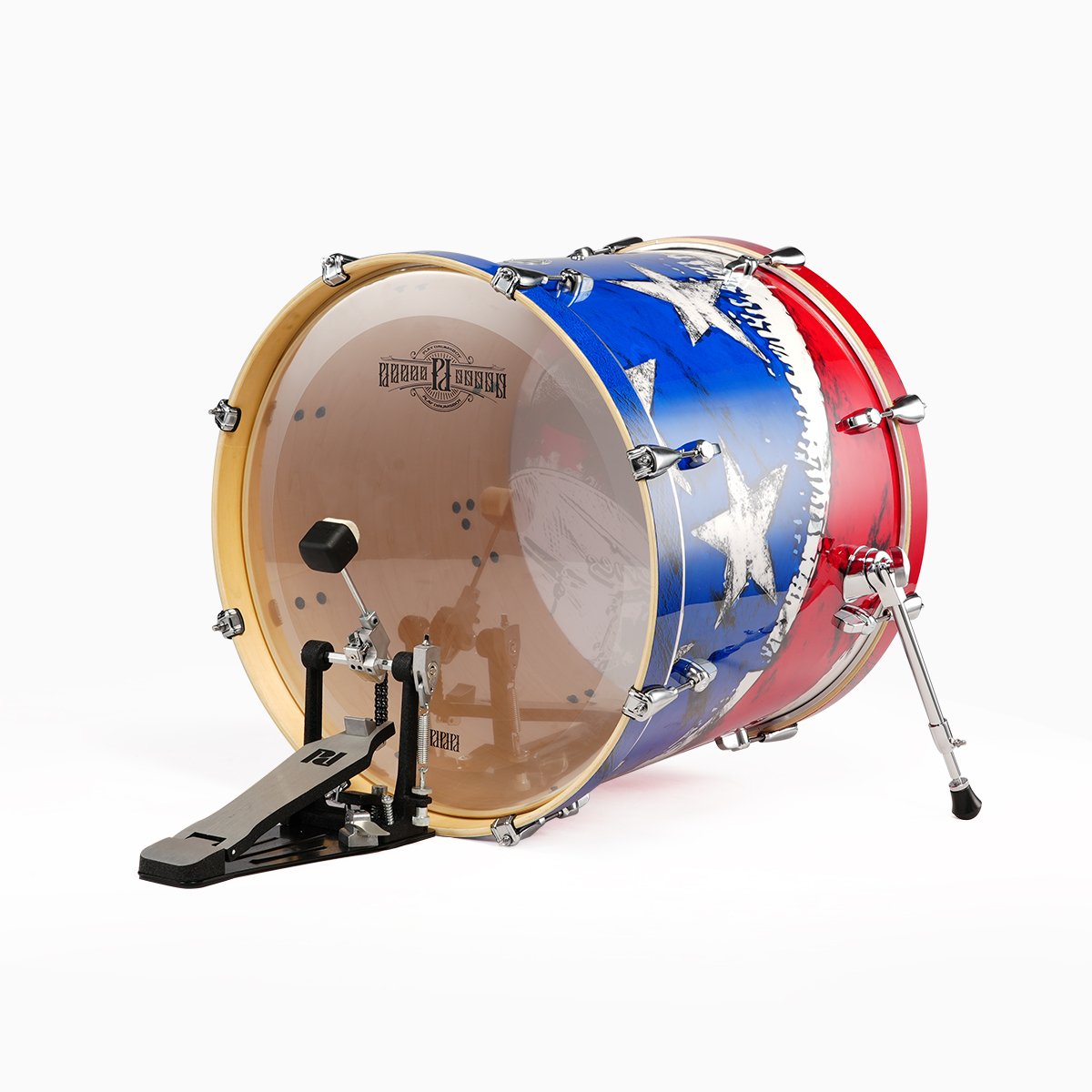 PD Professional Drum Set 5 Drums and 3 Cymbals Double-headed Skins Adult Drum Set.