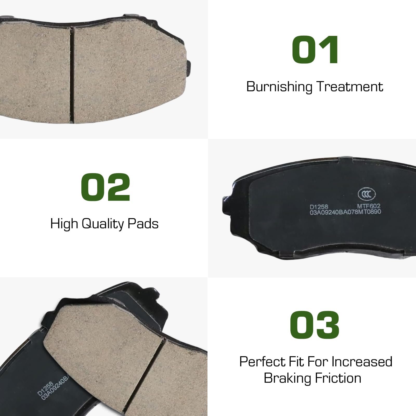 Ansetu High Quality D1259 D1258 GDB3472 Front and Rear Ceramic Disc Brake Pads for Ford Edge Lincoln MKX Mazda CX-7 CX-9