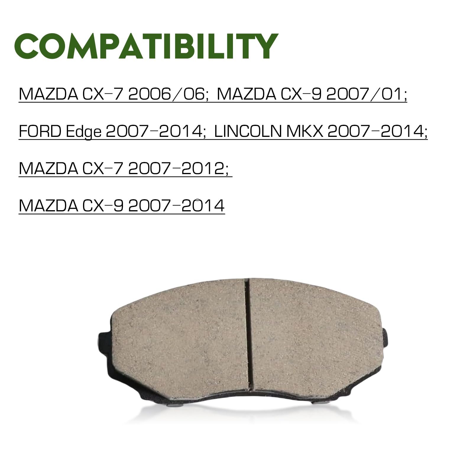Ansetu High Quality D1259 D1258 GDB3472 Front and Rear Ceramic Disc Brake Pads for Ford Edge Lincoln MKX Mazda CX-7 CX-9
