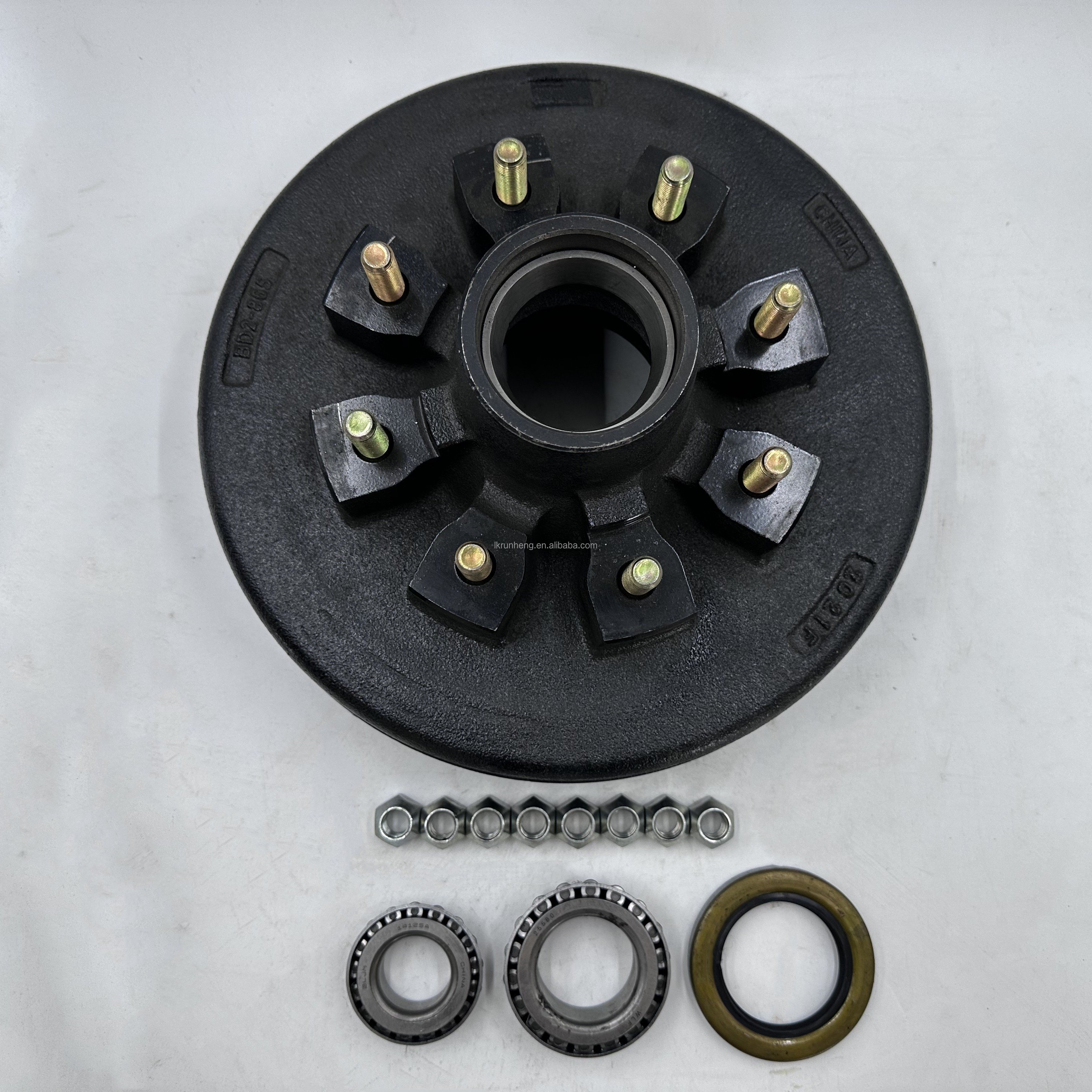 8x6.5" Inch Trailer Drum Hub Kit 8 Lug Bolt on 6.5" Inch Trailer Brake Drum Hub 12" Wheel Hub Bearing for Rv Boat Camper Trailer