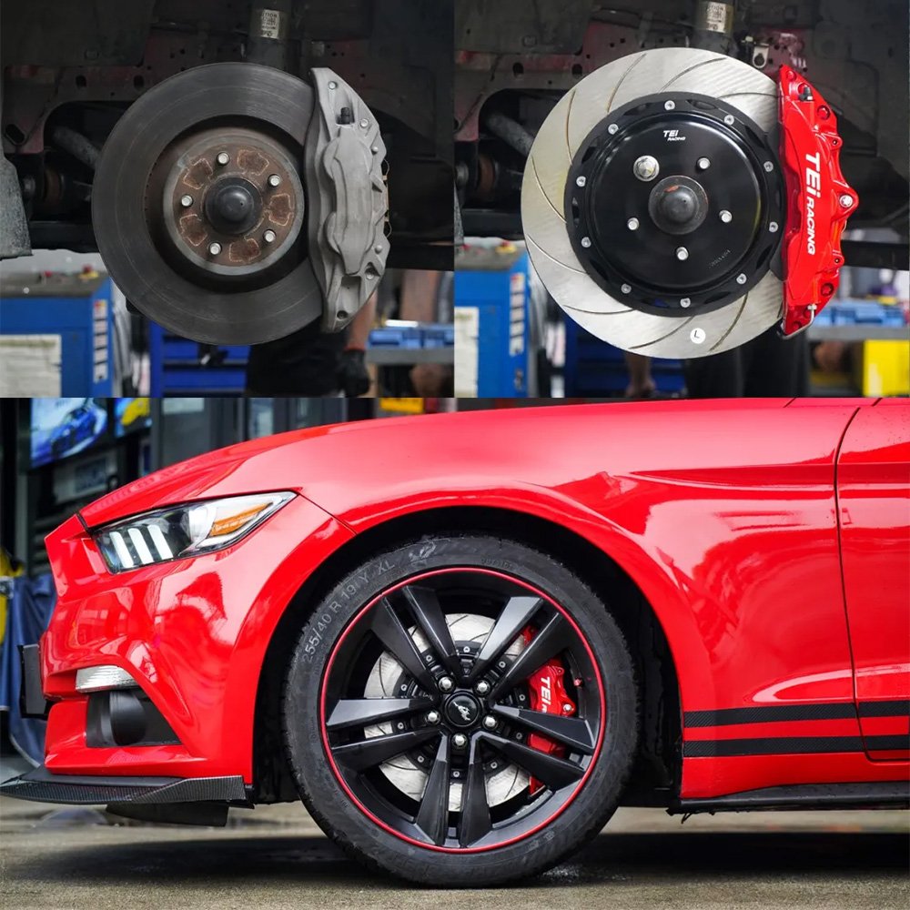 Front Big Brake Kit P60NS 6 Piston Caliper With 378*32 mm Rotor BBK Auto Brake System for Ford Mustang 19 Inch Car Rim