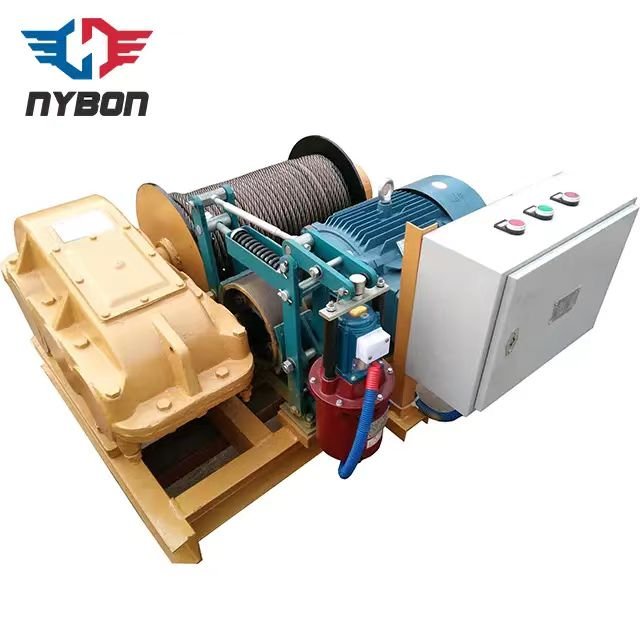 12V Double Drum Motor Cable Pulling Machine 1-10 Ton Power Horizontal Electric Hoist Winch for Cranes Application