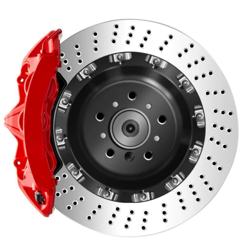 Jekit New 6-Pots Brake Caliper 355*32mm Drilled Line Disc Rotor Golf 4 Compatible Toyota VW Lexus Land Cruiser Rear Land Rover
