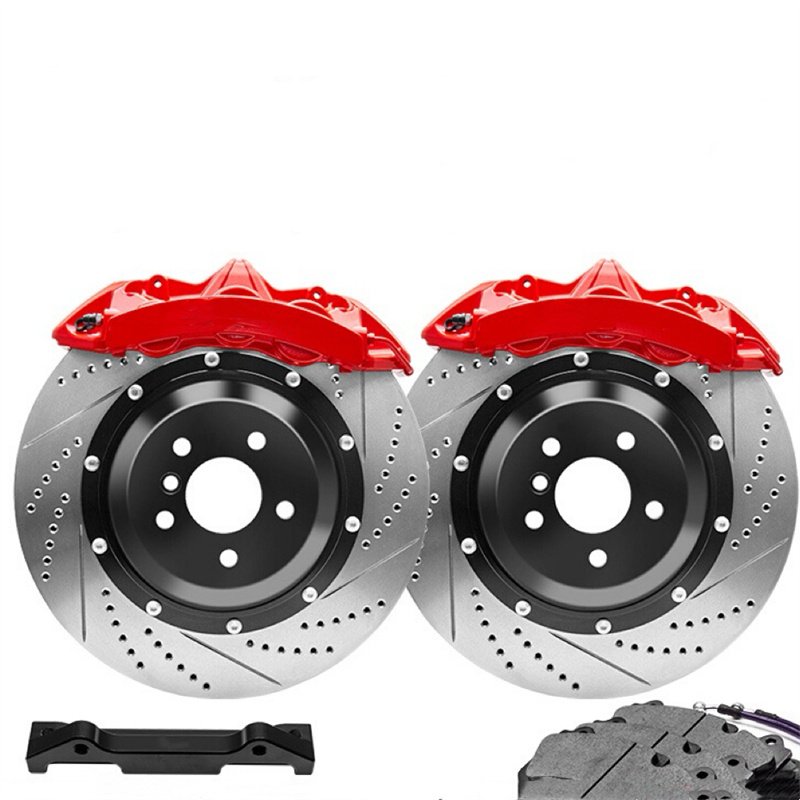 Jekit New 6-Pots Brake Caliper 355*32mm Drilled Line Disc Rotor Golf 4 Compatible Toyota VW Lexus Land Cruiser Rear Land Rover
