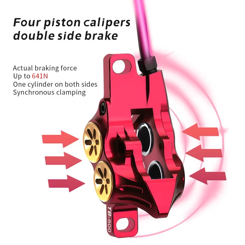 TANKE MTB 4 Piston Hydraulic Disc Brake 900/1700mm 4 Piston Resin Brake Pads Oil Pressure AM DH Road MTB Ultralight Disc Brake