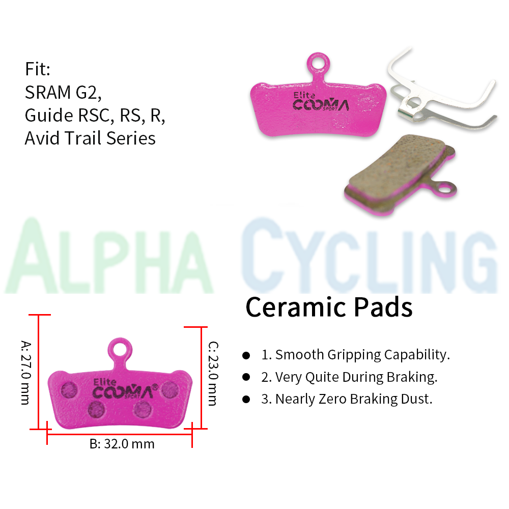 Ceramic Disc Brake Pads for SR+AM G2, Guide RSC, RS, R, Avid Trail Series Caliper
