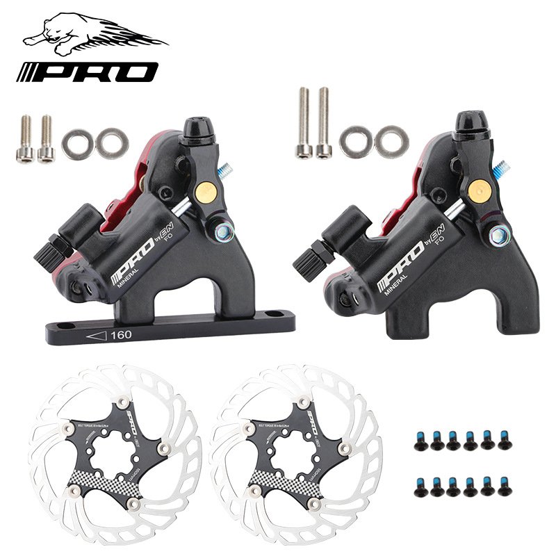 IIIPRO Road Hydraulic Disc Brakes Set Flat Mount Calipers with Discs Rotor Road Brake Clamps