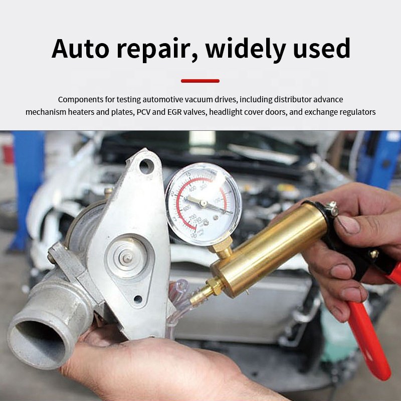 Hand Held Vacuum Pump Tester Set Vacuum Gauge and Brake Bleeder Kit for Automotive with Adapters Case for Car Truck Motorcycle