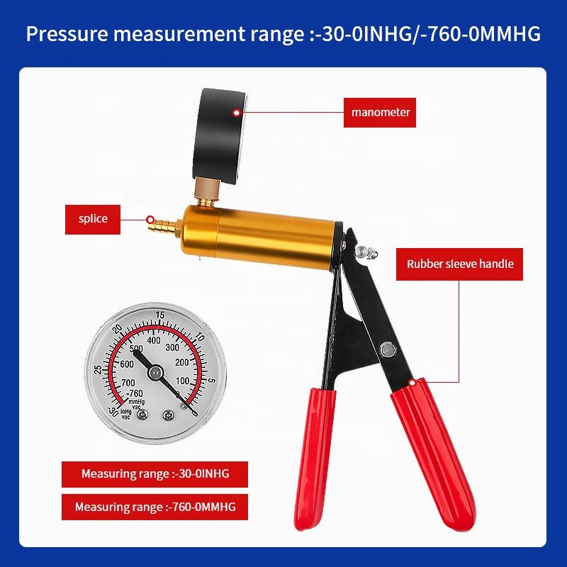 Hand Held Vacuum Pump Tester Set Vacuum Gauge and Brake Bleeder Kit for Automotive with Adapters Case for Car Truck Motorcycle