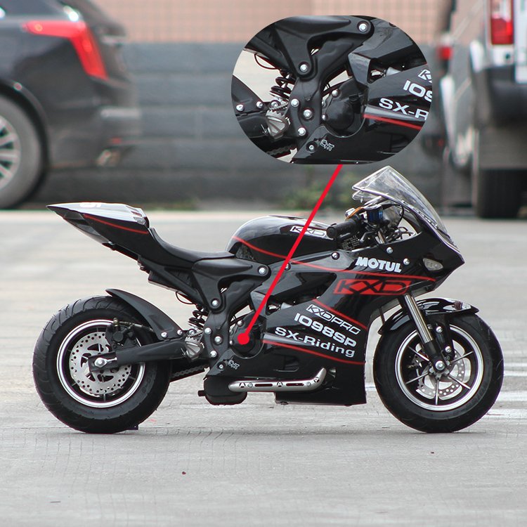 Hot Sale Single Cylinder 2.5L Fuel tank Front Rear Disc Brake Gas Powered 4 Stroke 50cc Pocket Bike