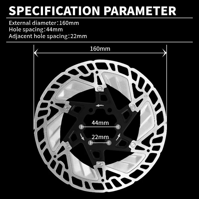 BUCKLOS MTB Hydraulic Disc Brake Pads 160mm Heat Dissipation Bike Brake Rotors Wear-resistant Road Mountain Bicycle Brake Pads