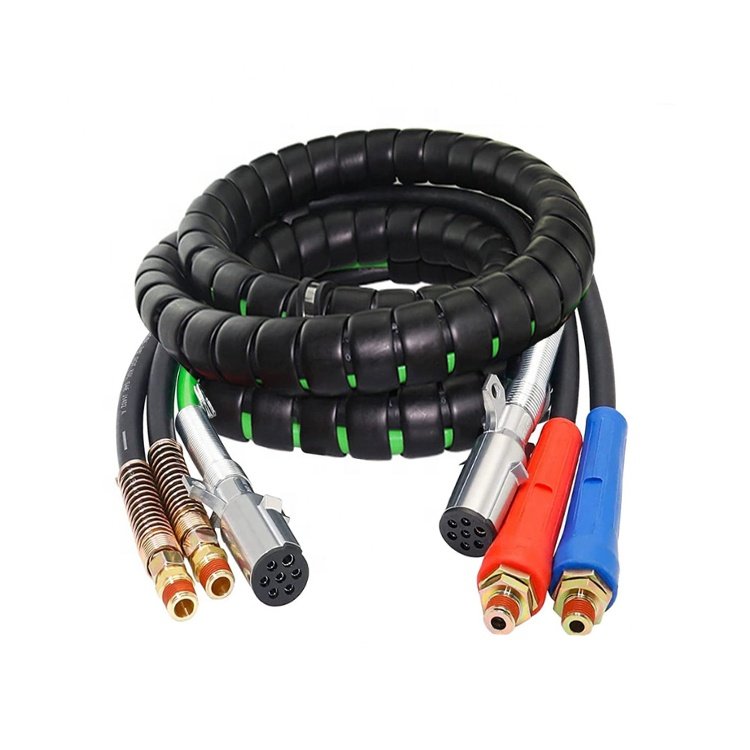 15ft 3 in 1 ABS & Air Line Hose Wrap 7 Way Electrical Cable Semi Truck Trailer