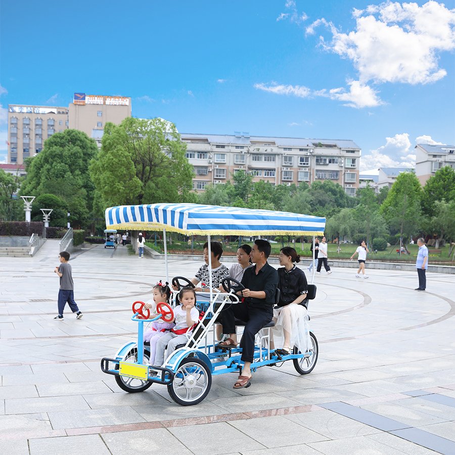 Safety Four Wheels Tourist Sightseeing tandem Bicycle Surrey Bike Electric With Children Seats