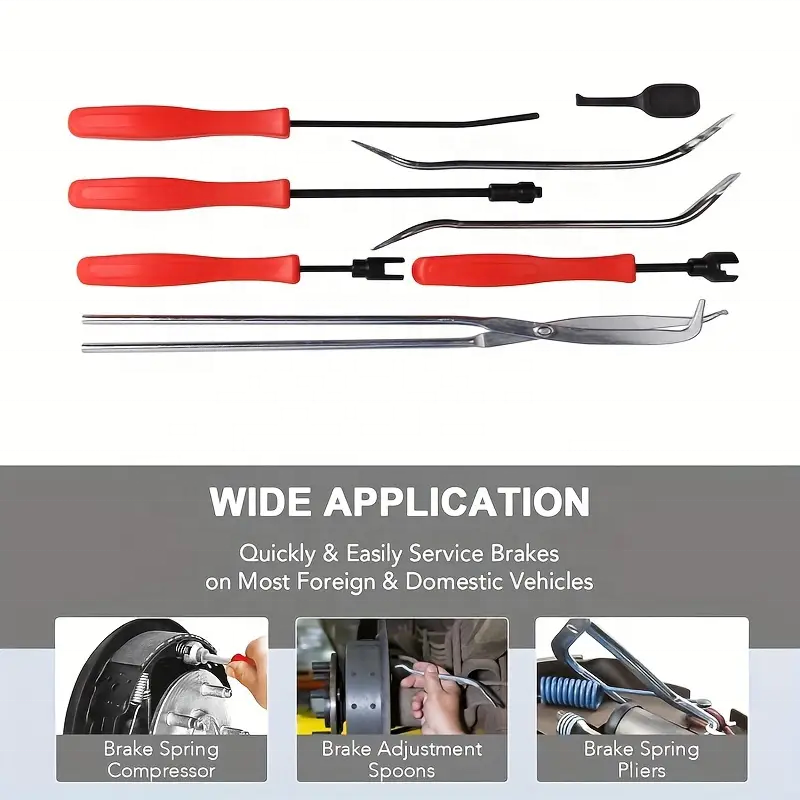 8Pcs Car Brake Maintenance Service Kit Brake Spring Caliper Pliers Installer Remover Drum Puller Tool Kit