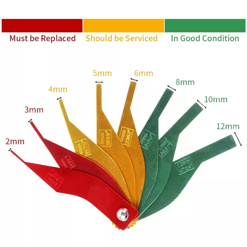 Auto Repair Tools 8PCS Brake Lining Thickness Gauge Set Disc Drum Brake Pads