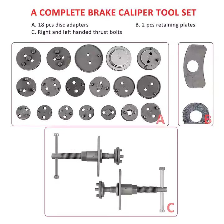 22pcs Essential Metal & Steel Brake Caliper Socket Set for Car Vehicle Repair Maintenance Removal & Installation