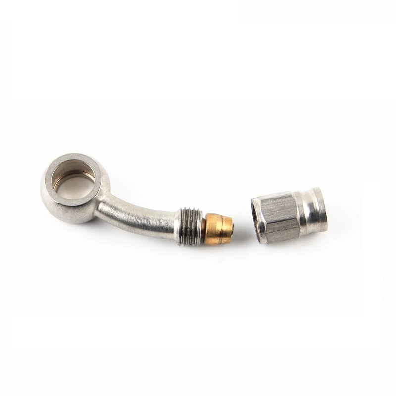 AUTO Car Motorcycle Motor Hydraulic Brake Oil Hose Line AN3 Stainless Steel Side Bend 28 Angle 10.2mm Banjo Fitting