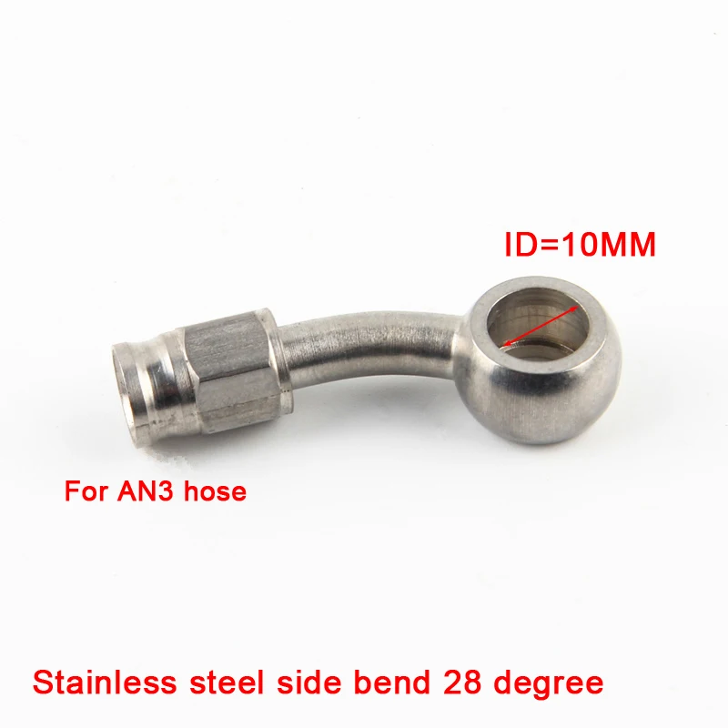AUTO Car Motorcycle Motor Hydraulic Brake Oil Hose Line AN3 Stainless Steel Side Bend 28 Angle 10.2mm Banjo Fitting