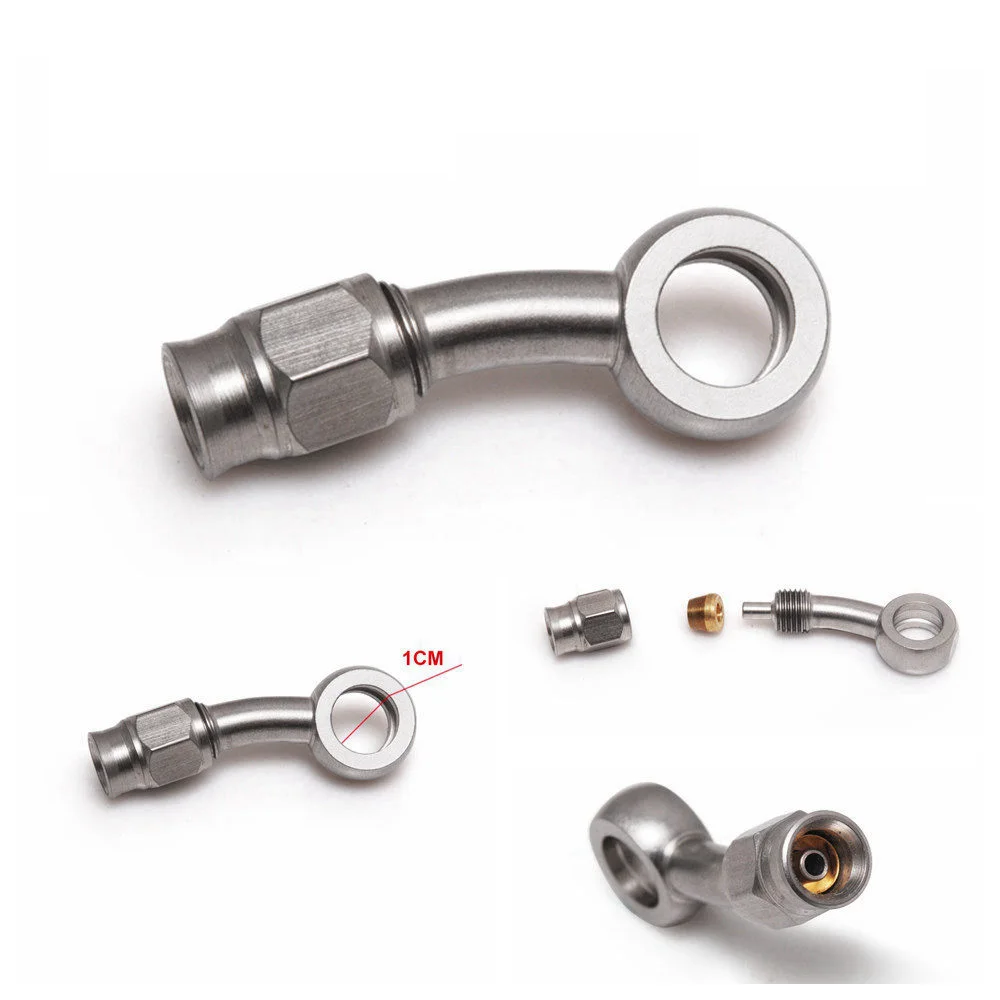 AUTO Car Motorcycle Motor Hydraulic Brake Oil Hose Line AN3 Stainless Steel Side Bend 28 Angle 10.2mm Banjo Fitting