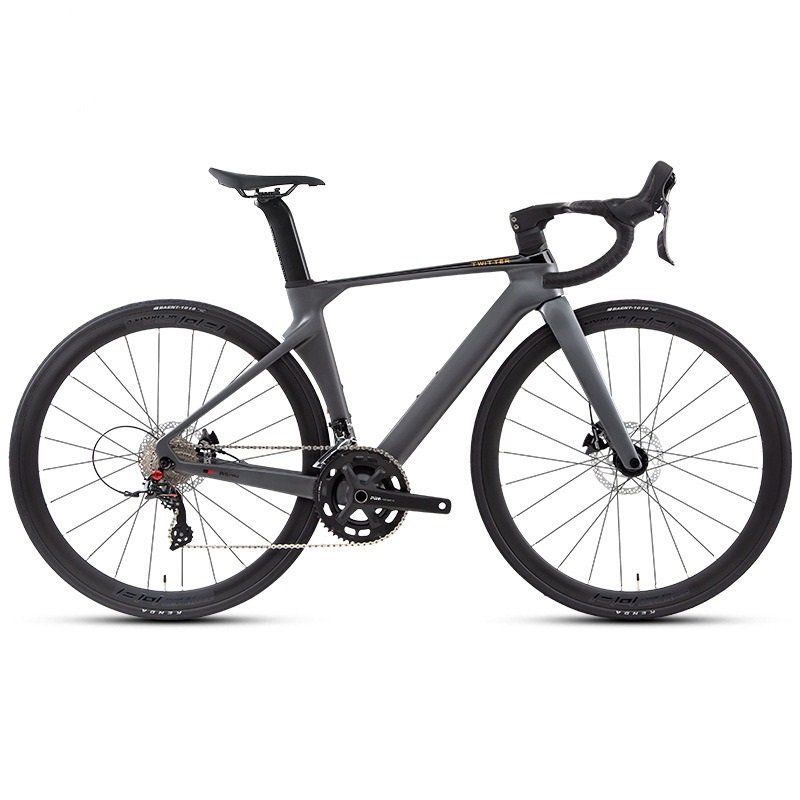 TWITTER R5pro Ultra Light 54CM Flat Mount Disc Brake Road Bike 24 Speed Carbon Fibre Pro with Ordinary Pedal for Mountain Riding