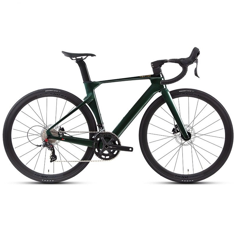 TWITTER R5pro Ultra Light 54CM Flat Mount Disc Brake Road Bike 24 Speed Carbon Fibre Pro with Ordinary Pedal for Mountain Riding