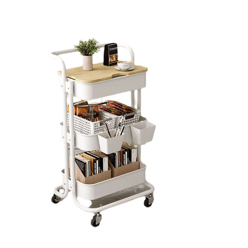 Wholesale Bathroom 3-layer Carbon Steel Shelves Practical Storage Vehicle Kitchen Trolley with Brake Snack Truck