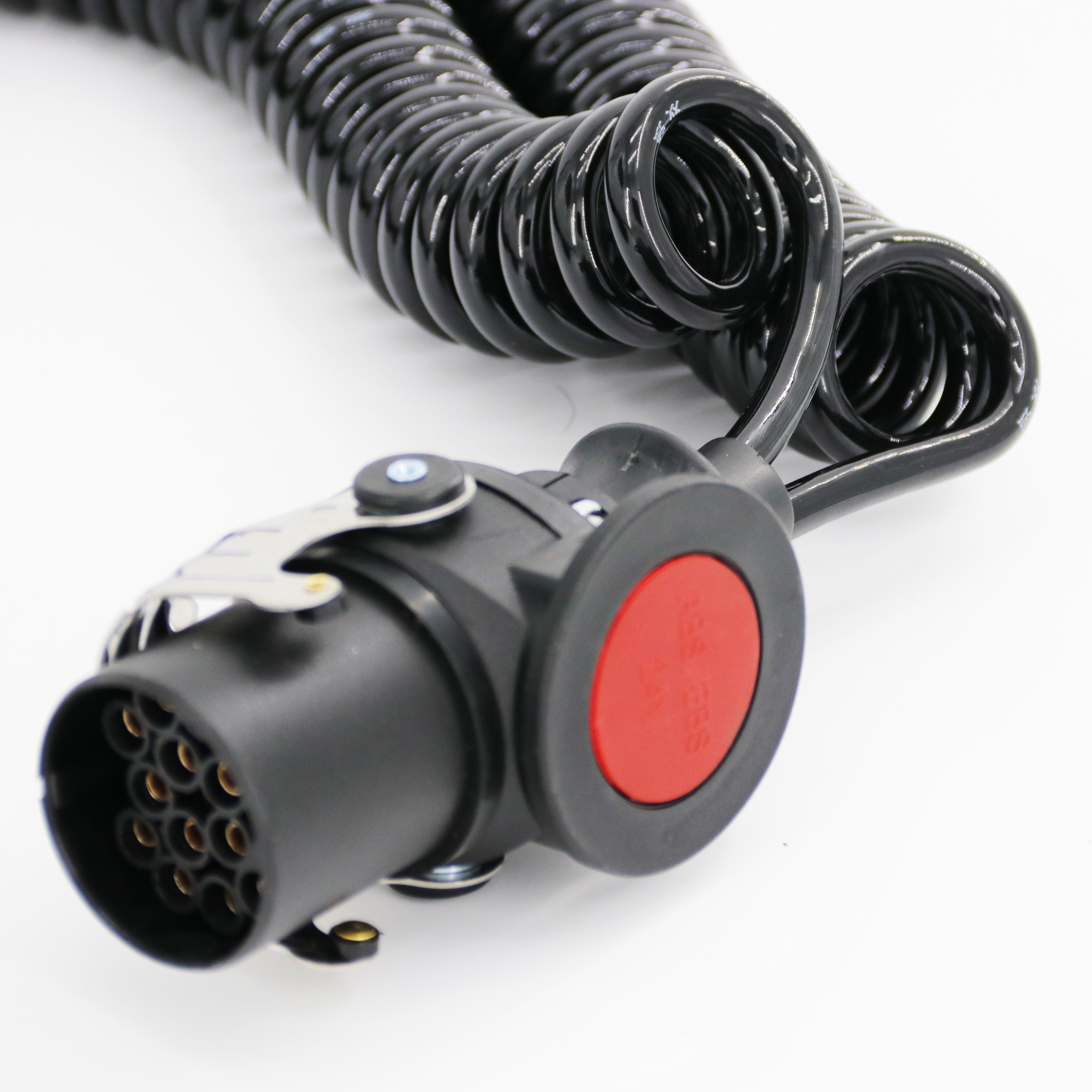 Truck Trailer Wire Electrical Seven Core 7-Way Coiled Cable With Spring Guard and Connector