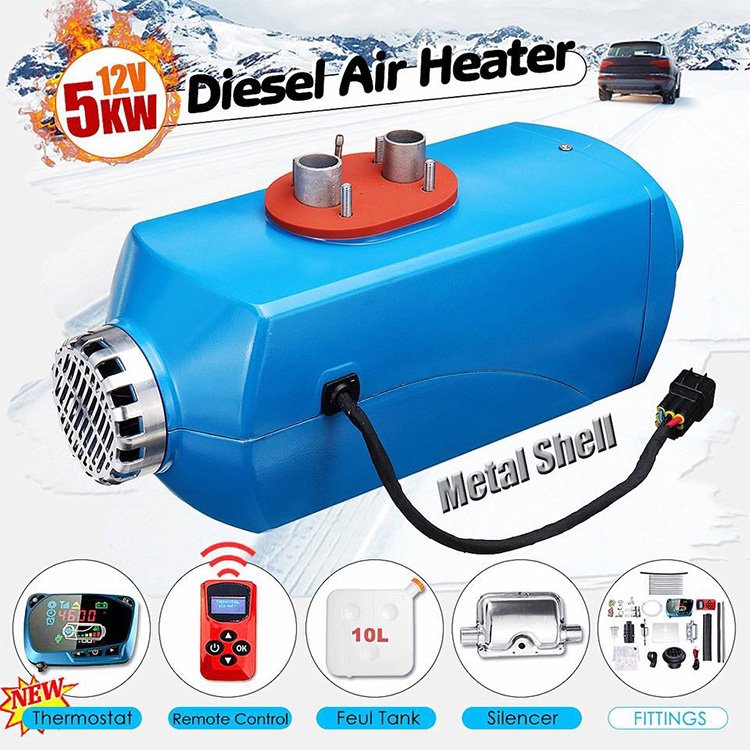 5kw 12v/ 24vAluminum Alloy Diesel Air Heater (LCD Thermostat With Silencer)