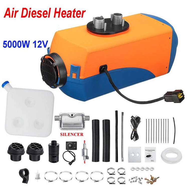 5kw 12v/ 24vAluminum Alloy Diesel Air Heater (LCD Thermostat With Silencer)