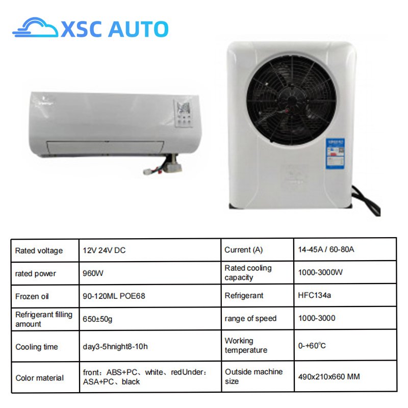 Camping Car Mini Climatiseur Portable Pour Voiture Rv Camper Semi Truck 12V 24V Small Parking 12 Volt DC Split Air Conditioner