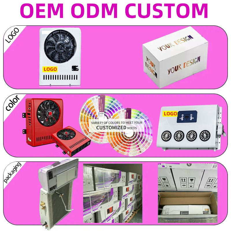12V RV Truck Rooftop 24V Parking Cooler Double Fan with Rotor Compressor Electric Air Conditioning Auto Roof Parking Conditioner