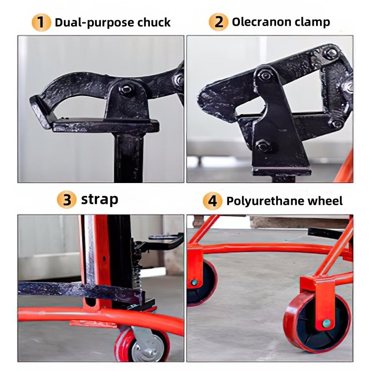 Manual Hydraulic Forklift Trolley with Round Iron & Plastic Drum Farms Home Use Manufacturing Plant Hotels Bite BeakHawk Beak