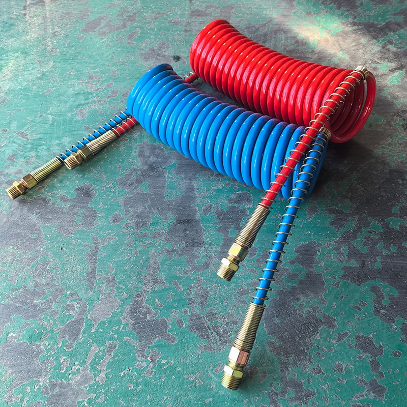 Factory Direct Sale Pa12 Yellow 28 Turns 25 Ft Soft Coil Truck Spiral Tube Air Brake Hose Sizes