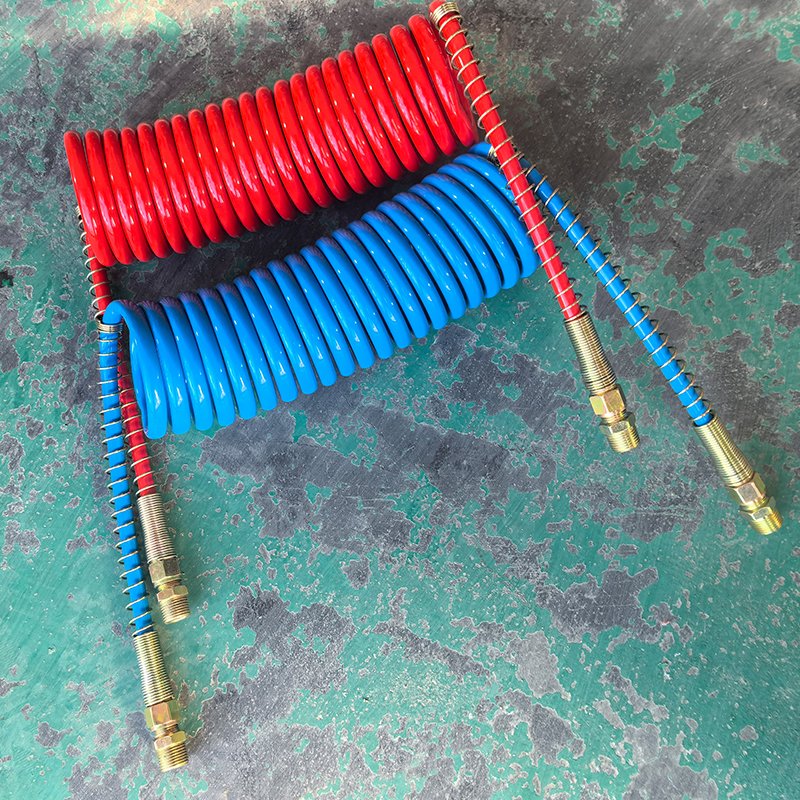 Factory Direct Sale Pa12 Yellow 28 Turns 25 Ft Soft Coil Truck Spiral Tube Air Brake Hose Sizes