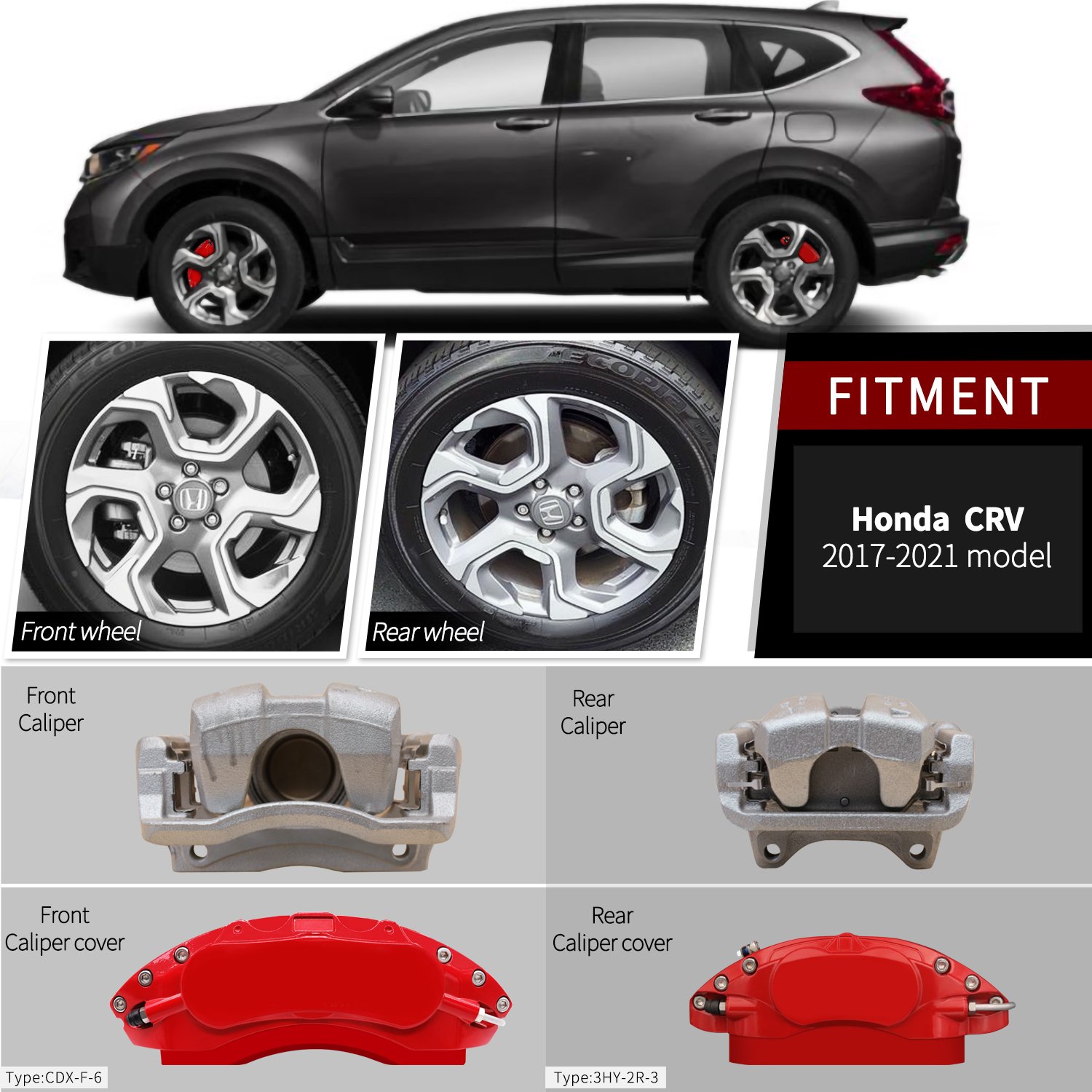 Car Styling 3D Front Rear Aluminum Brake Caliper Cover for Honda Accord SPIRIOR CIVIC CITY FIT CRV ODYSSEY