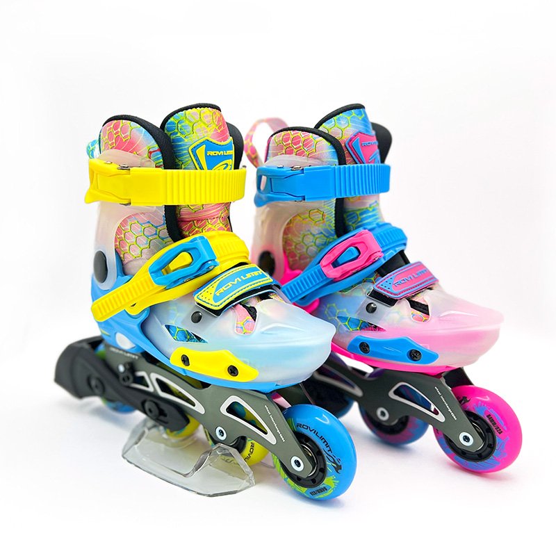 EACH 2023 New Suitable for Children Beginners with Brake Transparent Shoe Shell Pink Blue Inline Roller Skates Boys and Girls