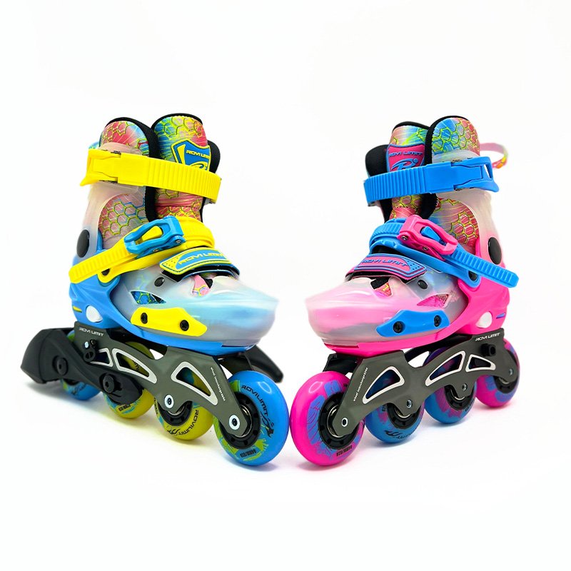 EACH 2023 New Suitable for Children Beginners with Brake Transparent Shoe Shell Pink Blue Inline Roller Skates Boys and Girls