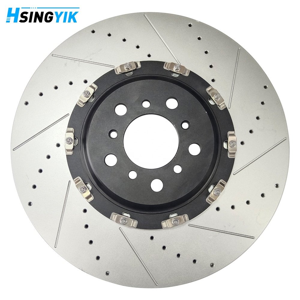 Hsingyik 2-Piece Modifid Rotor Disk G3500 High Carbon Alloy Perforated Slotted Drilled Floating Brake Rotor Disc
