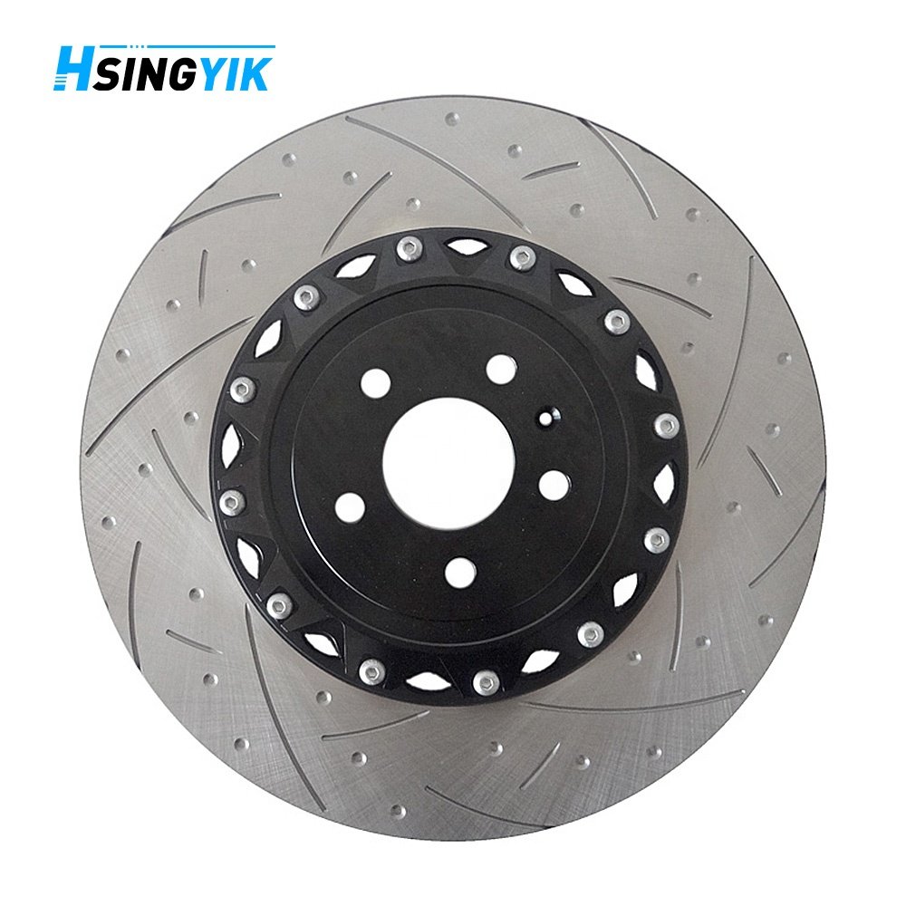 Hsingyik 2-Piece Modifid Rotor Disk G3500 High Carbon Alloy Perforated Slotted Drilled Floating Brake Rotor Disc