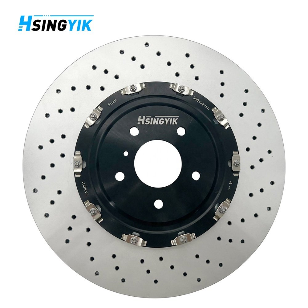 Hsingyik 2-Piece Modifid Rotor Disk G3500 High Carbon Alloy Perforated Slotted Drilled Floating Brake Rotor Disc