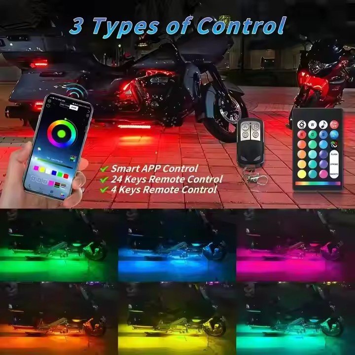 Improve the Night Driving Atmosphere Intelligent APP Control Motorcycle LED Multi-Color Waterproof Light