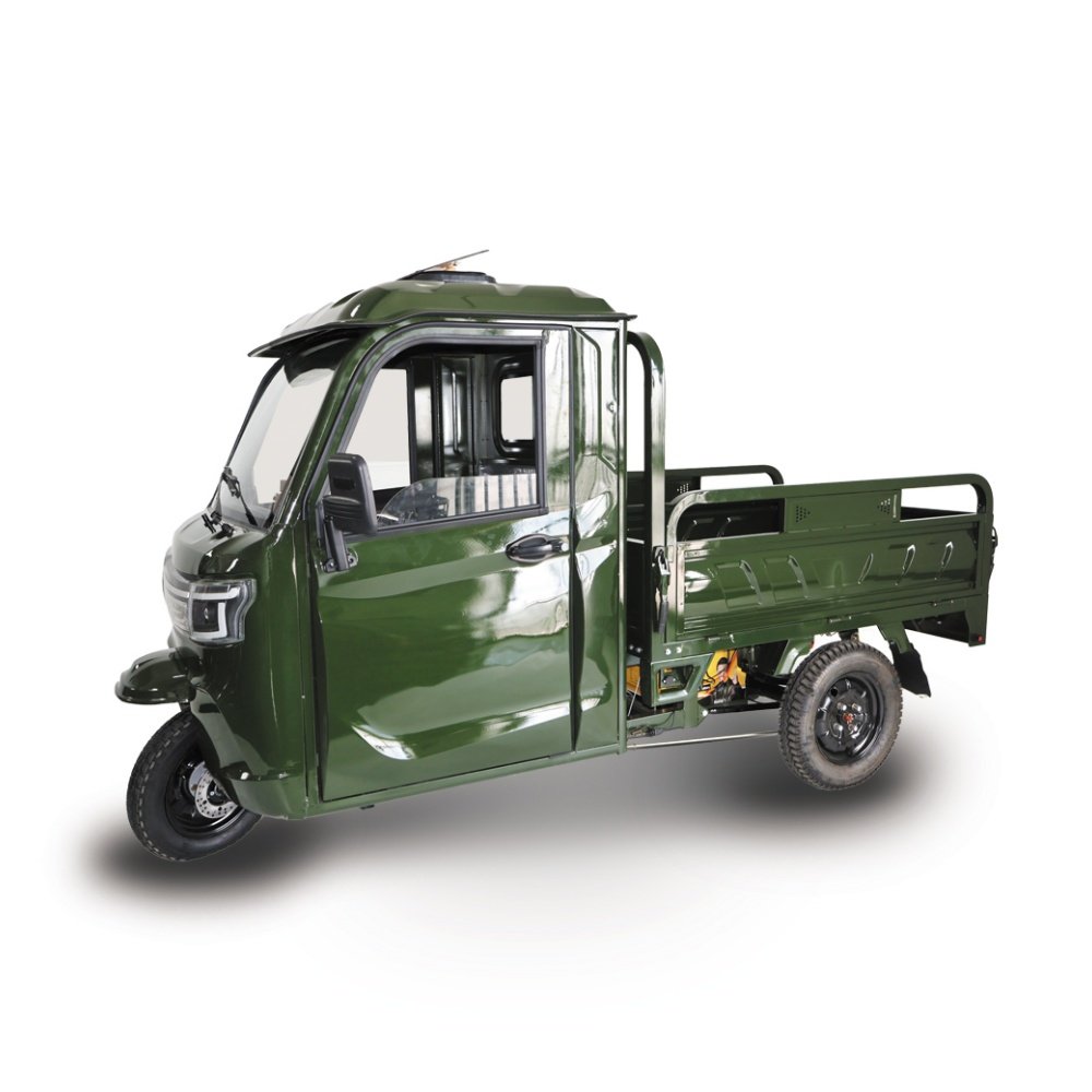 3000W Powerful Tempered Glass Semi-enclosed Cargo Trike Electric Tricycle for Sale