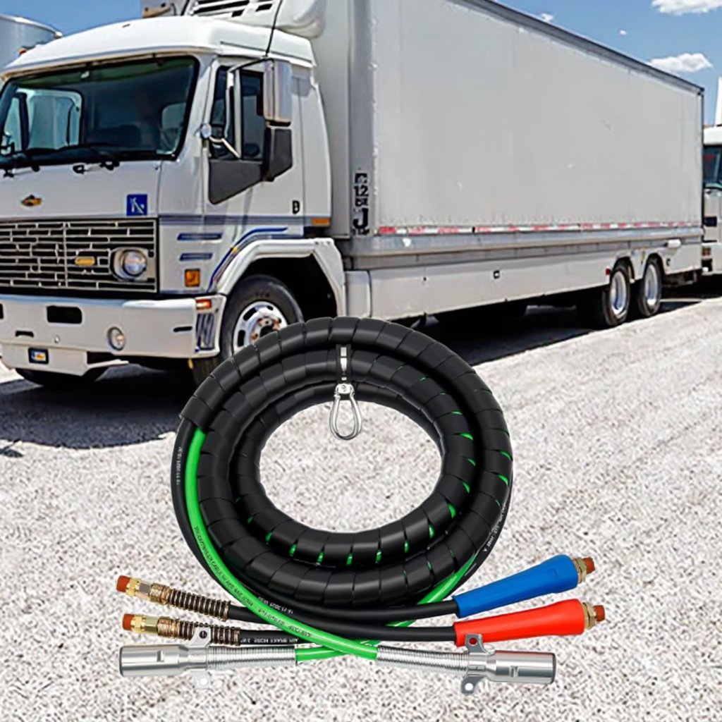 15 Ft 3-in-1 ABS & Rubber Power Semi Truck Trailer Air Lines Kit XC90 Model with Coiled Spiral Cable