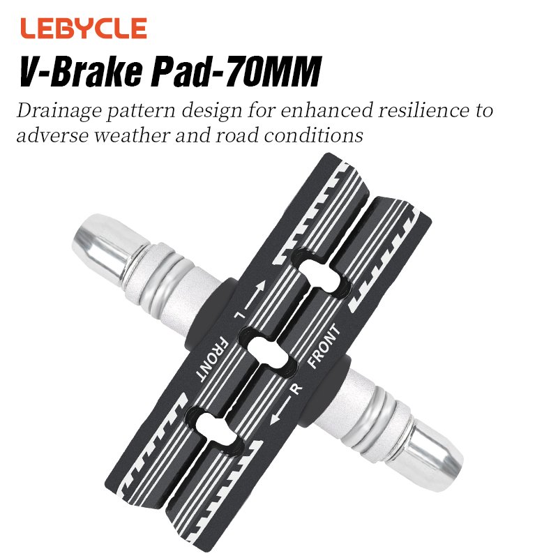 Lebycle Bicycle Parts 70mm Bike V Brake Pads Bike Brake Shoes Block Durable Rubber Brake Anti-resistance