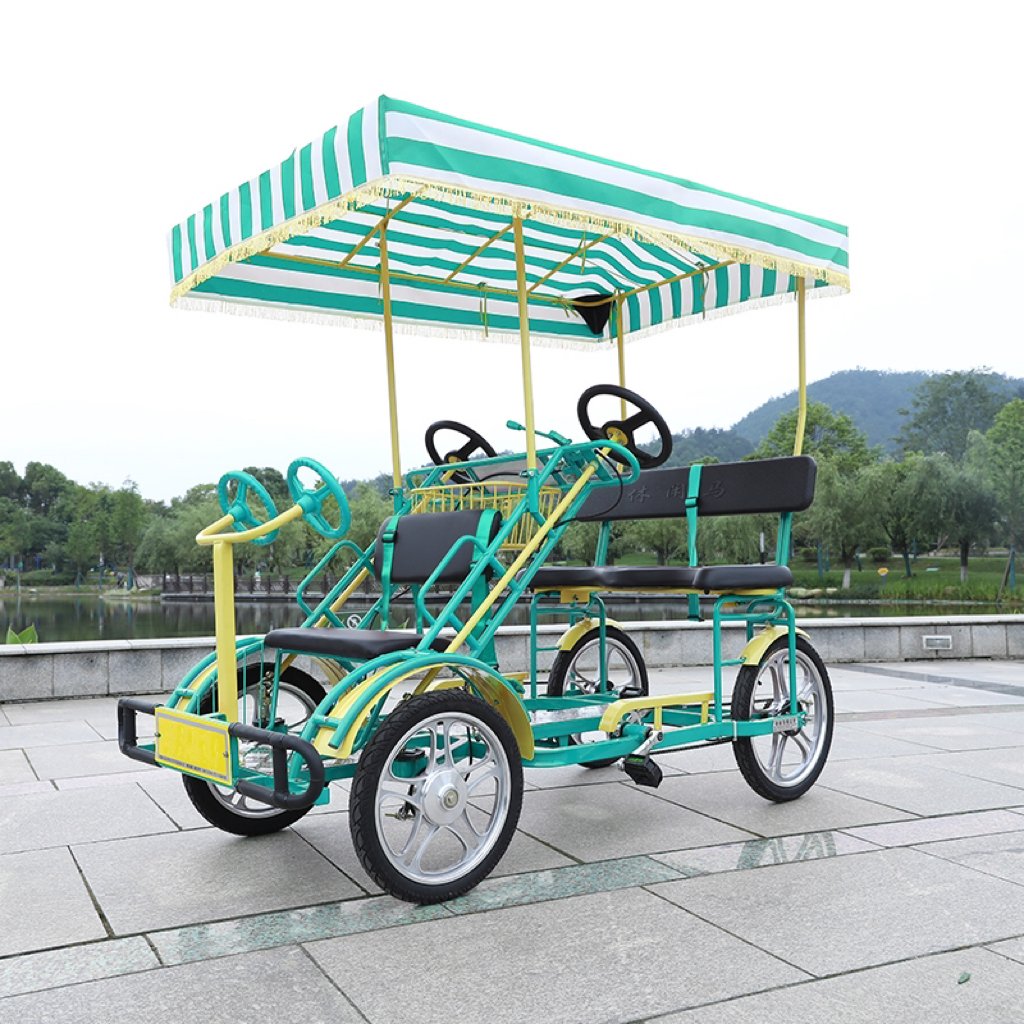 2024 New Design 4 Seat Bike Family Bike 4 Person Electric Surrey Bike With Drum Brake at Factory Price