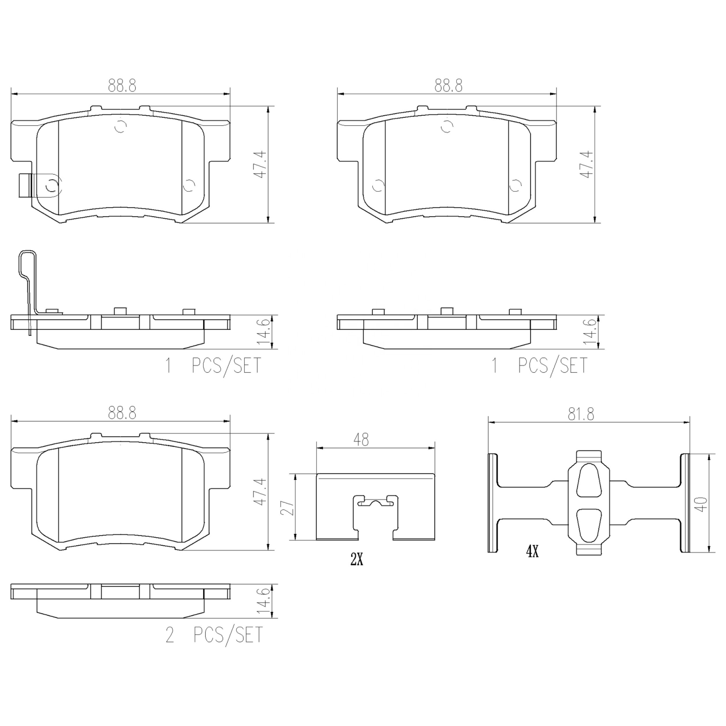 High Performance Factory Auto Parts Brake Pads (Pastillas De Freno) OEM Disc D537/D365/wva 21738 Is Rear Axle Brake for HONDA